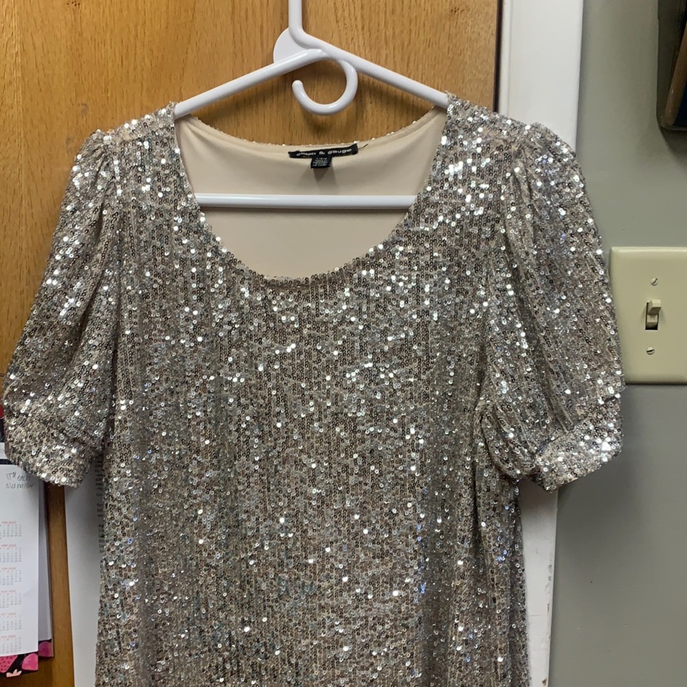 Sequin tan and silver dress size l